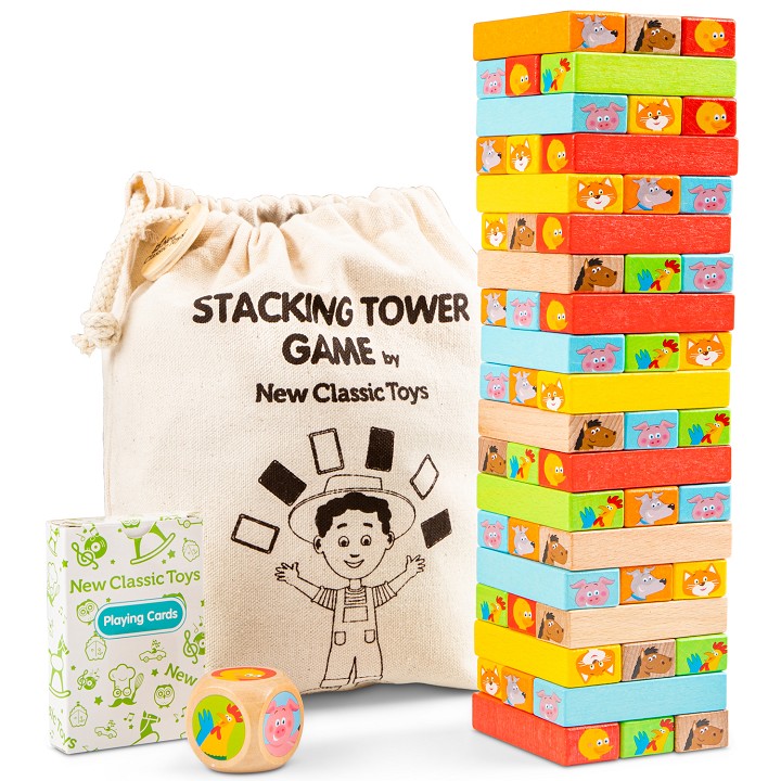 New Classic Toys - Wooden Block Tower- FSC® 100%-certified wood